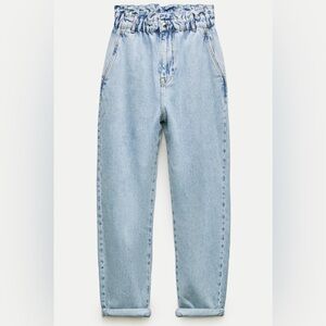ZARA High-waisted Paper Bag Jeans Light Blue Medium